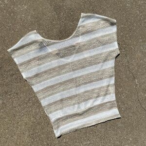 Vintage Y2K gold/cream striped knit top by the brand iZ Byer